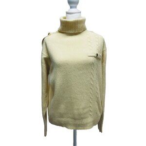 Sk & Company Women’s Sweater Lambswool Angora Fabric Turtleneck Yellow Sz M